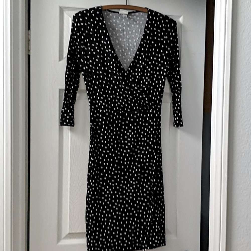 A New Day polka dot black faux wrap dress xs